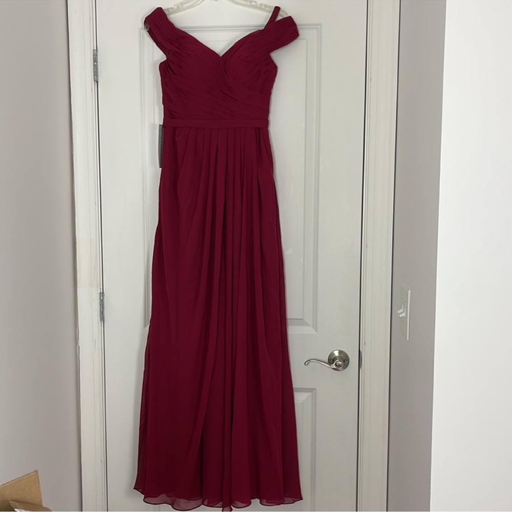 Azazie audrianna burgundy Maxi dress Formal Evening Bridesmaid - Picture 6 of 13